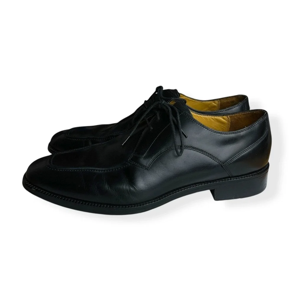 Cole Haan Oxford Shoes Black Leather Square Toe Stitched Lace Up Dress Mens 13 M